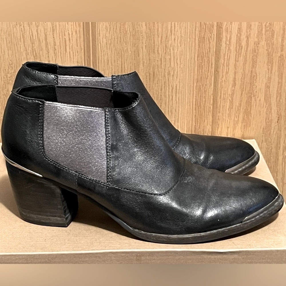 Anthropologie Silent D Barrow Black and Silver Metallic Booties EU 39 US 8.5
